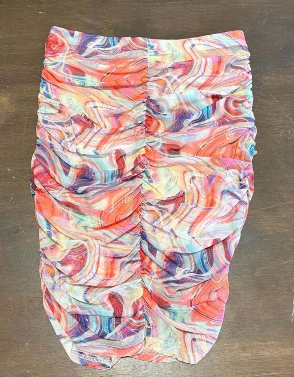 Y2K Mesh Ruched Mesh  Size Large Multicolor Abstract Print Lizzie McGuire